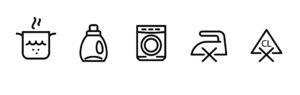 Laundry Symbols for boiling, detergent, washing machine, no ironing, no bleach